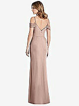 Rear View Thumbnail - Neu Nude Off-the-Shoulder Chiffon Trumpet Gown with Front Slit
