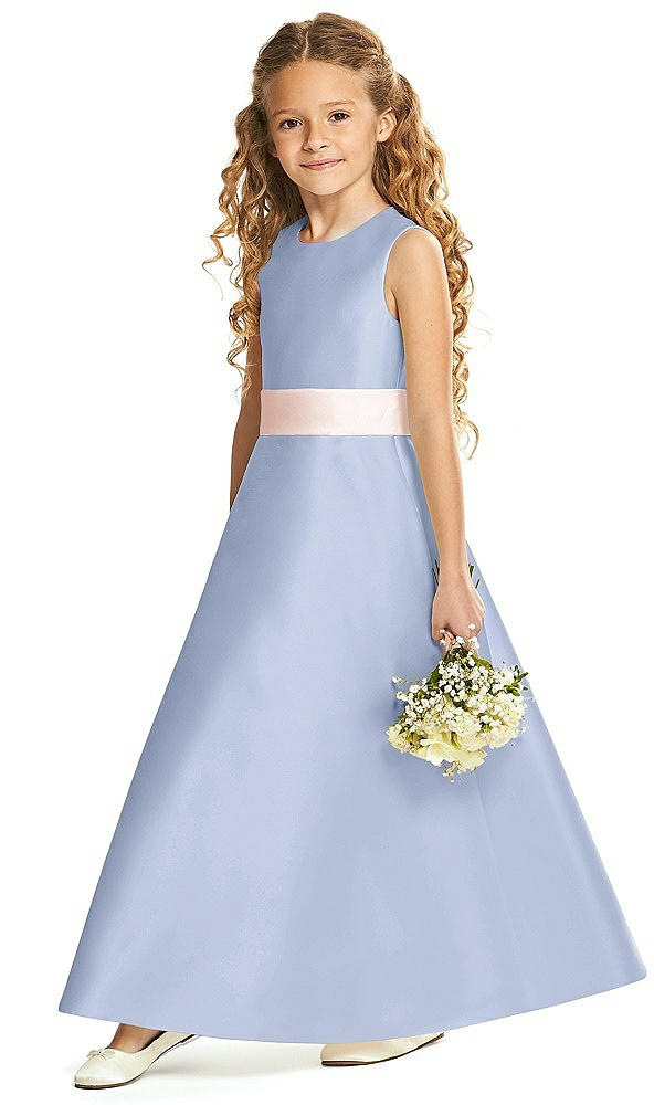 Front View - Sky Blue & Blush Flower Girl Dress FL4062