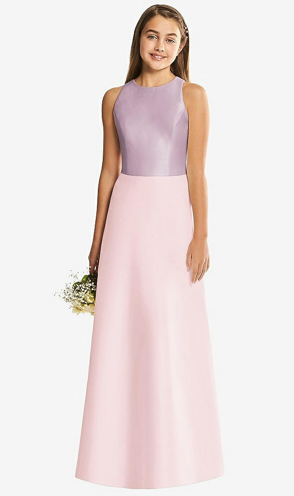 Back View - Ballet Pink & Suede Rose Alfred Sung Junior Bridesmaid Style JR545