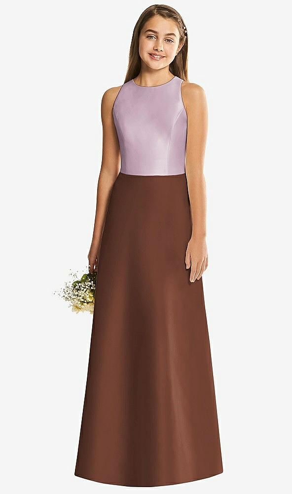 Back View - Cognac & Suede Rose Alfred Sung Junior Bridesmaid Style JR545