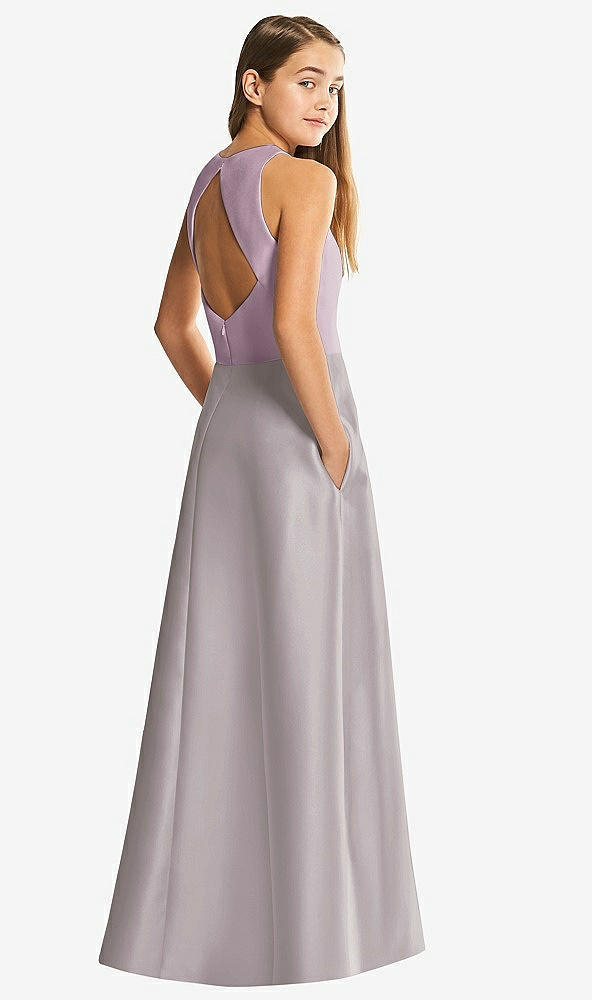 Front View - Cashmere Gray & Suede Rose Alfred Sung Junior Bridesmaid Style JR545