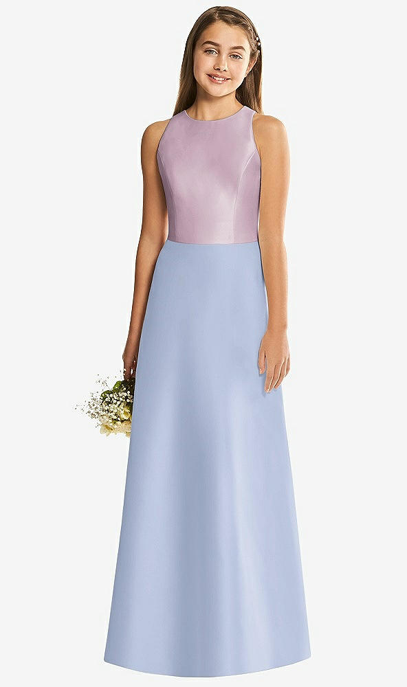Back View - Sky Blue & Suede Rose Alfred Sung Junior Bridesmaid Style JR545