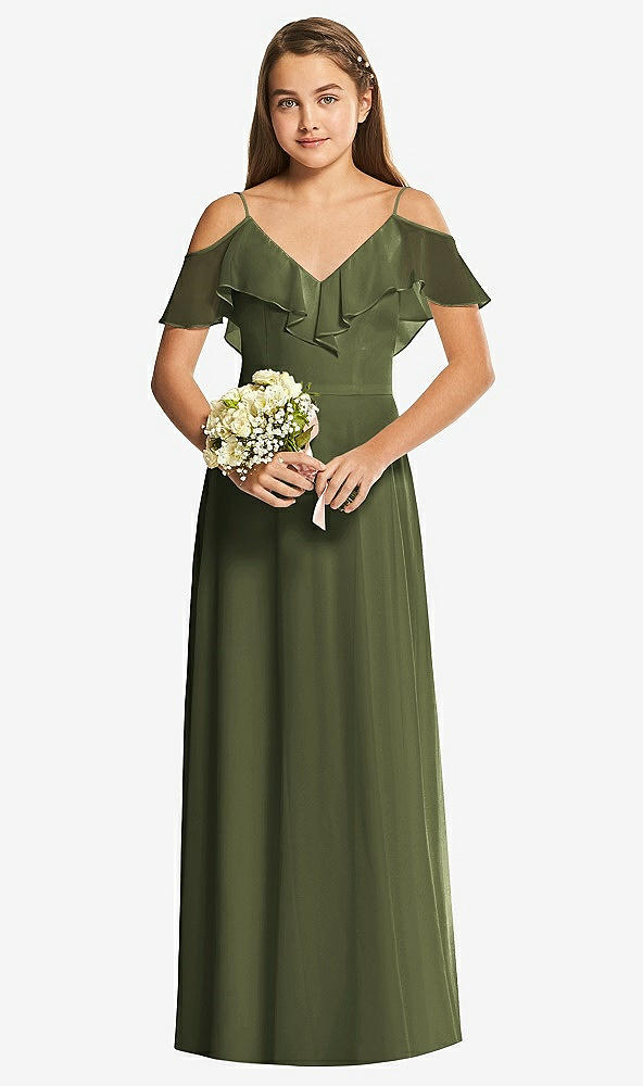 Front View - Olive Green Dessy Collection Junior Bridesmaid Dress JR548
