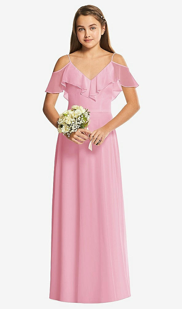 Front View - Peony Pink Dessy Collection Junior Bridesmaid Dress JR548
