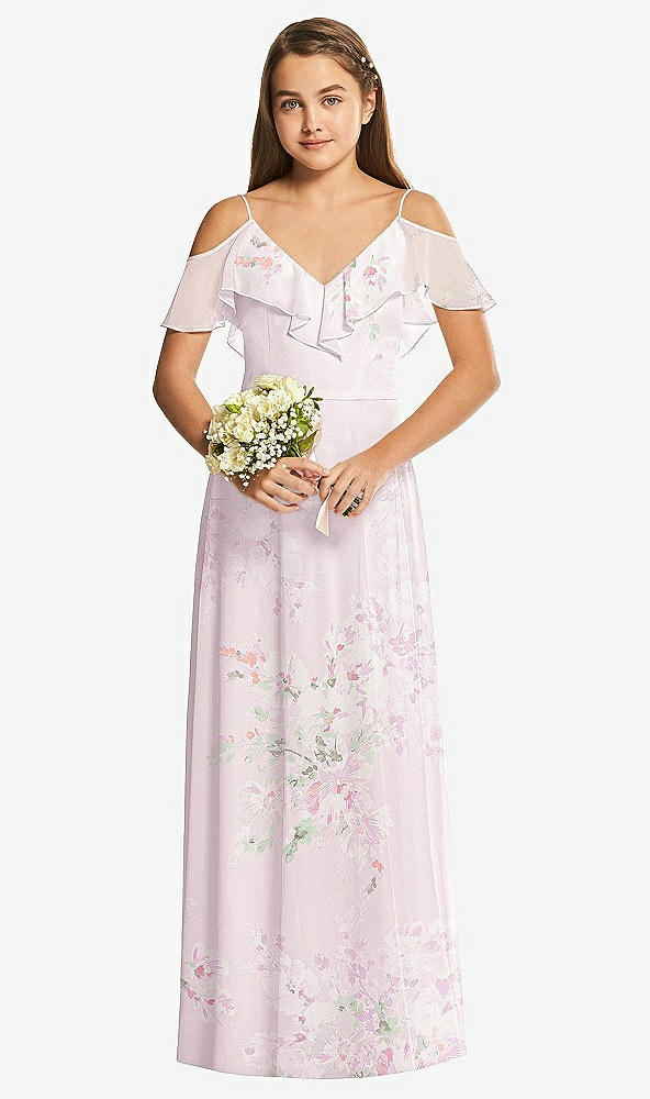 Front View - Watercolor Print Dessy Collection Junior Bridesmaid Dress JR548