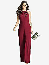 Front View Thumbnail - Burgundy Wide Strap Stretch Maxi Dress with Pockets