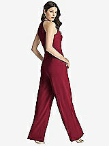 Rear View Thumbnail - Burgundy Wide Strap Stretch Maxi Dress with Pockets