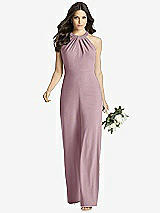 Front View Thumbnail - Dusty Rose Wide Strap Stretch Maxi Dress with Pockets