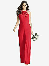 Front View Thumbnail - Parisian Red Wide Strap Stretch Maxi Dress with Pockets