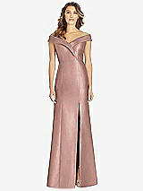 Front View Thumbnail - Neu Nude Off-the-Shoulder Cuff Trumpet Gown with Front Slit