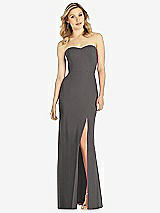 Front View Thumbnail - Caviar Gray Strapless Chiffon Trumpet Gown with Front Slit