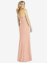 Rear View Thumbnail - Pale Peach Strapless Chiffon Trumpet Gown with Front Slit