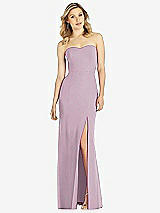 Front View Thumbnail - Suede Rose Strapless Chiffon Trumpet Gown with Front Slit