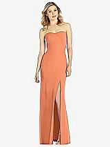 Front View Thumbnail - Sweet Melon Strapless Chiffon Trumpet Gown with Front Slit