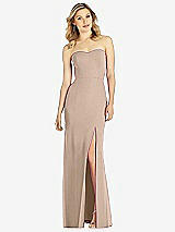 Front View Thumbnail - Topaz Strapless Chiffon Trumpet Gown with Front Slit