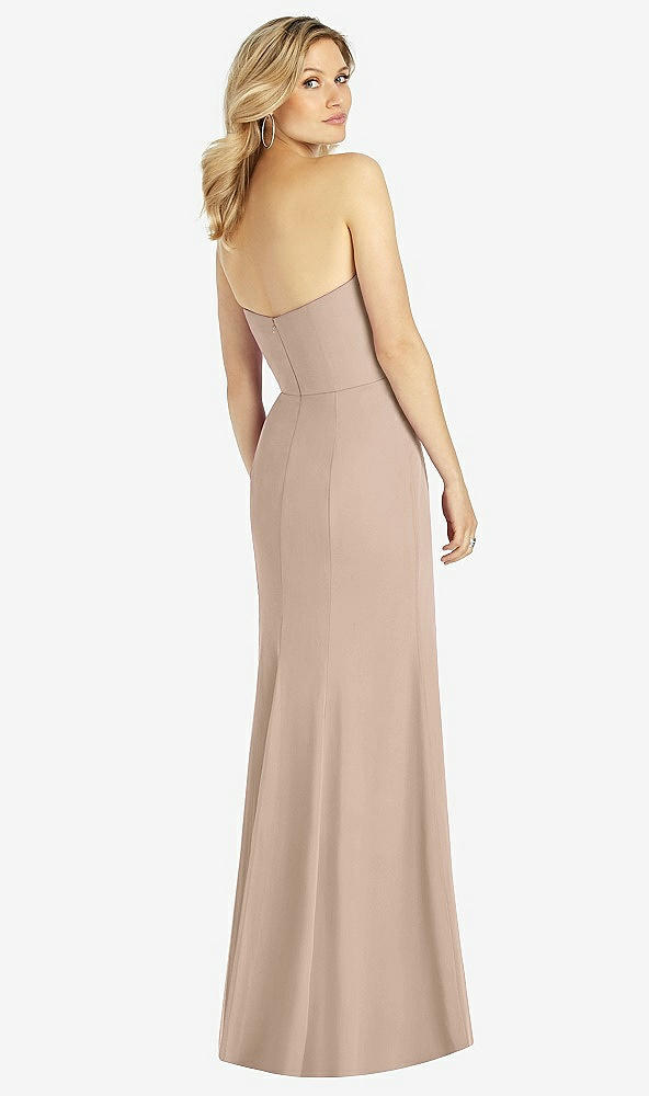 Back View - Topaz Strapless Chiffon Trumpet Gown with Front Slit
