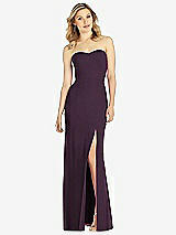 Front View Thumbnail - Aubergine Strapless Chiffon Trumpet Gown with Front Slit