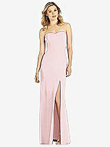 Front View Thumbnail - Ballet Pink Strapless Chiffon Trumpet Gown with Front Slit