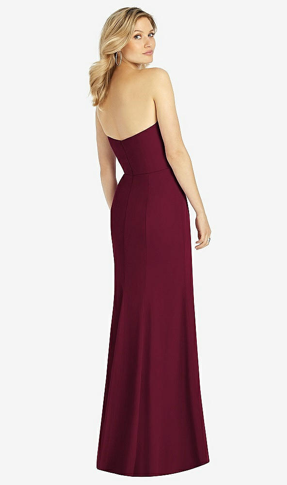 Back View - Cabernet Strapless Chiffon Trumpet Gown with Front Slit