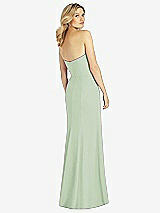 Rear View Thumbnail - Celadon Strapless Chiffon Trumpet Gown with Front Slit