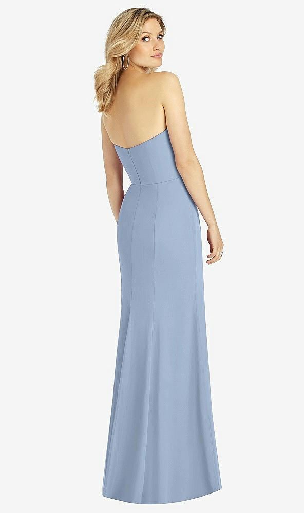 Back View - Cloudy Strapless Chiffon Trumpet Gown with Front Slit