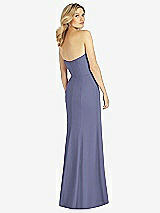 Rear View Thumbnail - French Blue Strapless Chiffon Trumpet Gown with Front Slit