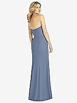 Rear View Thumbnail - Larkspur Blue Strapless Chiffon Trumpet Gown with Front Slit