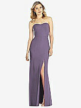 Front View Thumbnail - Lavender Strapless Chiffon Trumpet Gown with Front Slit