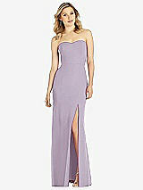 Front View Thumbnail - Lilac Haze Strapless Chiffon Trumpet Gown with Front Slit