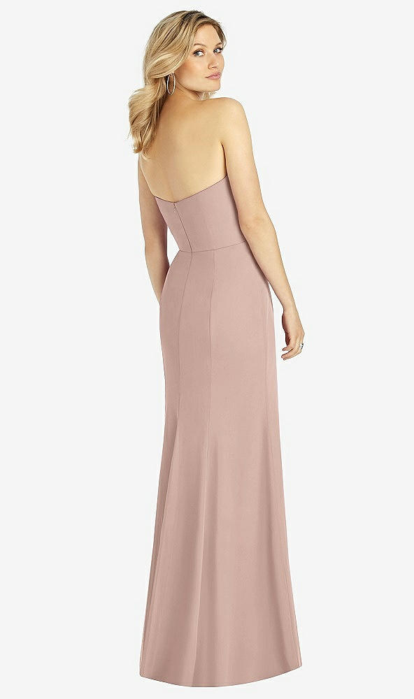 Back View - Neu Nude Strapless Chiffon Trumpet Gown with Front Slit