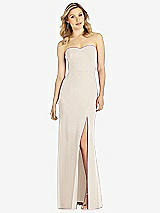 Front View Thumbnail - Oat Strapless Chiffon Trumpet Gown with Front Slit