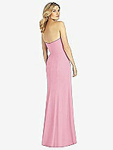 Rear View Thumbnail - Peony Pink Strapless Chiffon Trumpet Gown with Front Slit