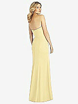 Rear View Thumbnail - Pale Yellow Strapless Chiffon Trumpet Gown with Front Slit