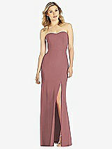 Front View Thumbnail - Rosewood Strapless Chiffon Trumpet Gown with Front Slit