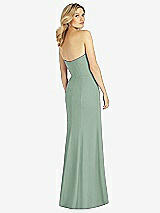Rear View Thumbnail - Seagrass Strapless Chiffon Trumpet Gown with Front Slit