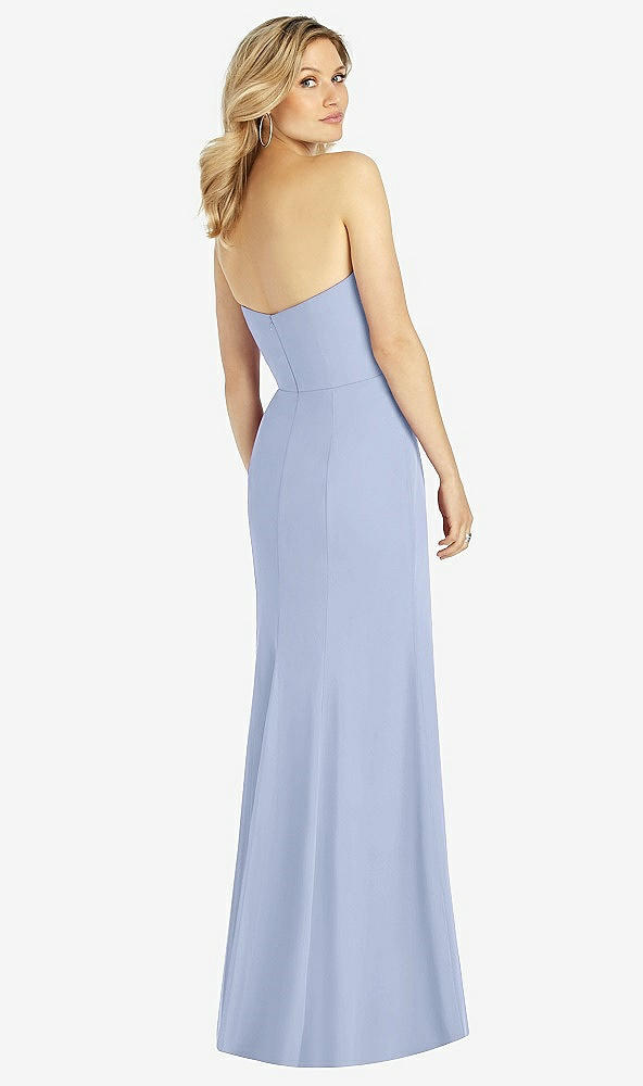 Back View - Sky Blue Strapless Chiffon Trumpet Gown with Front Slit