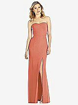 Front View Thumbnail - Terracotta Copper Strapless Chiffon Trumpet Gown with Front Slit