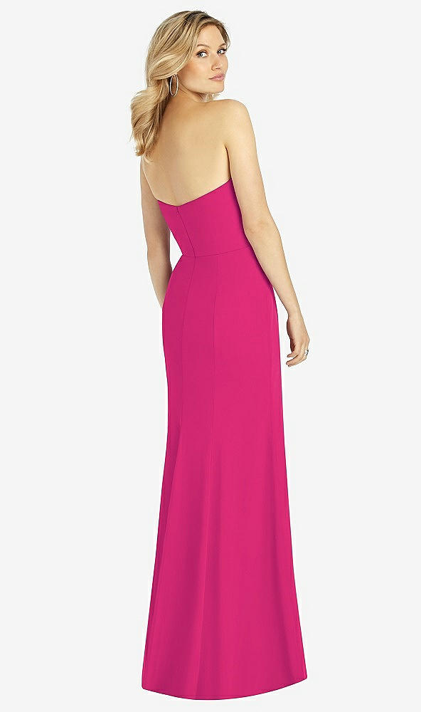 Back View - Think Pink Strapless Chiffon Trumpet Gown with Front Slit