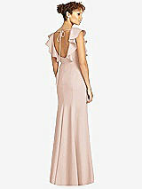 Rear View Thumbnail - Cameo Ruffle Cap Sleeve Open-back Trumpet Gown