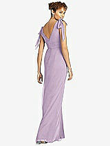 Rear View Thumbnail - Pale Purple Bow-Shoulder Sleeveless Deep V-Back Mermaid Dress