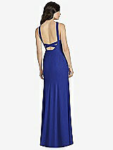 Rear View Thumbnail - Cobalt Blue High-Neck Backless Crepe Trumpet Gown
