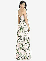 Rear View Thumbnail - Palm Beach Print Strapless Notch Chiffon Maxi Dress