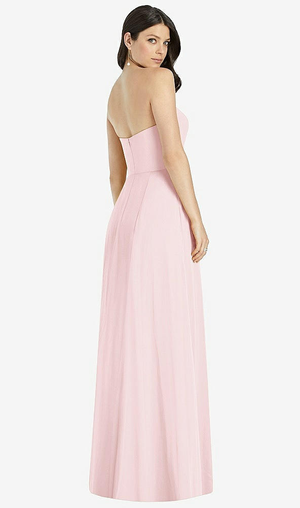 Back View - Ballet Pink Strapless Notch Chiffon Maxi Dress