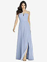 Front View Thumbnail - Sky Blue Strapless Notch Chiffon Maxi Dress