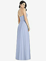 Rear View Thumbnail - Sky Blue Strapless Notch Chiffon Maxi Dress
