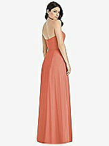 Rear View Thumbnail - Terracotta Copper Strapless Notch Chiffon Maxi Dress