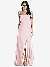 Front View Thumbnail - Ballet Pink Tie-Shoulder Chiffon Maxi Dress with Front Slit