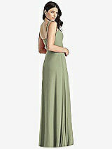 Rear View Thumbnail - Sage Tie-Shoulder Chiffon Maxi Dress with Front Slit
