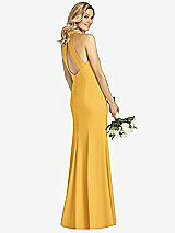 Rear View Thumbnail - NYC Yellow High-Neck Cutout Halter Trumpet Gown