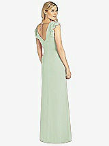 Rear View Thumbnail - Celadon Ruffled Sleeve Mermaid Dress with Front Slit